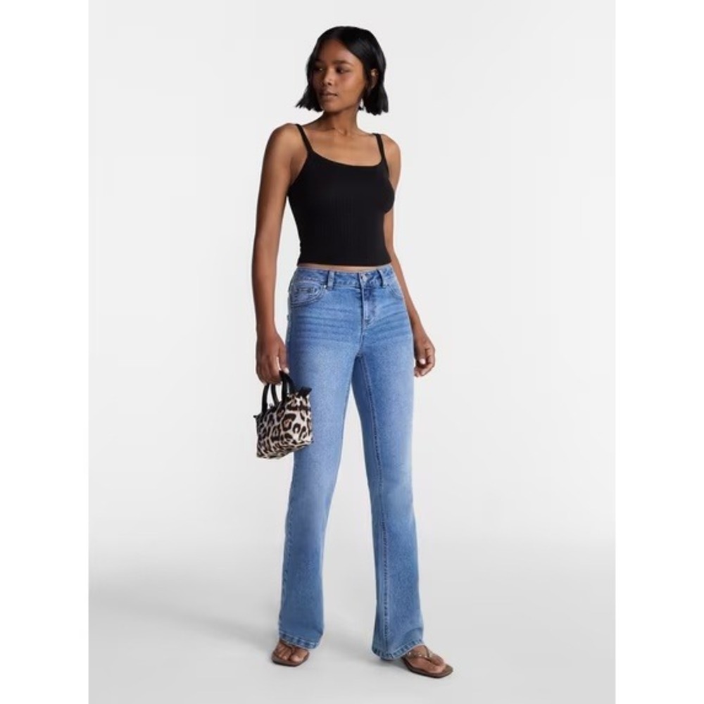 Y2K No Boundaries Bootcut Jeans Womens 14 Blue New Butterfly Embroidery Stretch